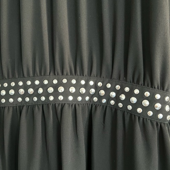 MICHAEL Michael Kors Black Midi Dress w/ Embellished Waist - Picture 4 of 7